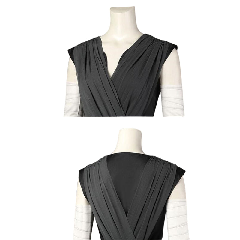 Film Star Wars Rey Cosplay Costume Women Gray Dress Belt