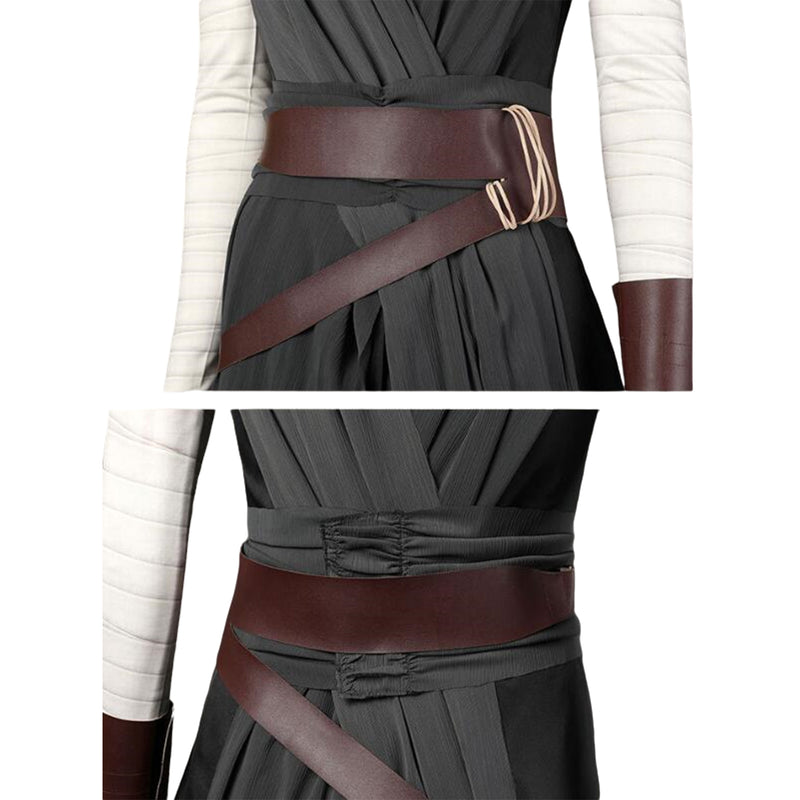 Film Star Wars Rey Cosplay Costume Women Gray Dress Belt