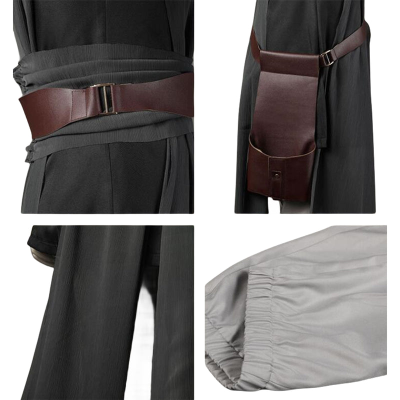 Film Star Wars Rey Cosplay Costume Women Gray Dress Belt