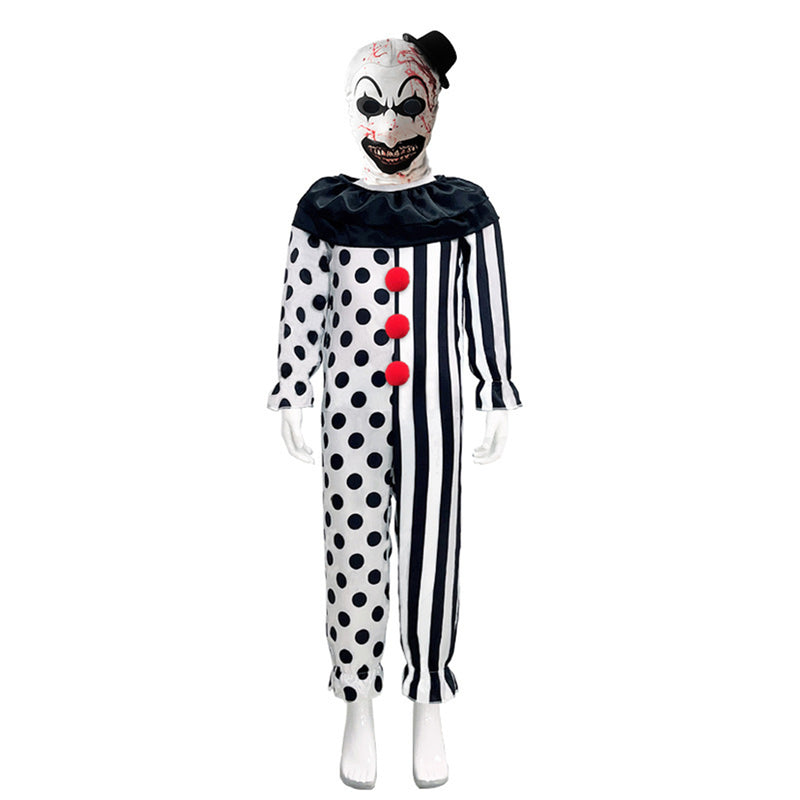 Film Terrifier It Clown Cosplay Costume Kid Wave Point Striped Jumpsuit