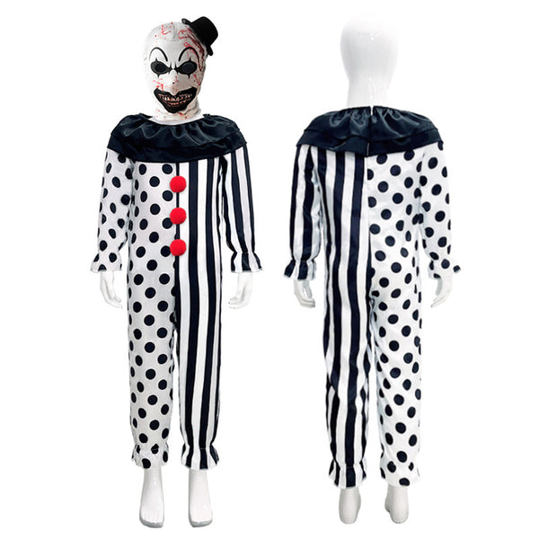 Film Terrifier It Clown Cosplay Costume Kid Wave Point Striped Jumpsuit