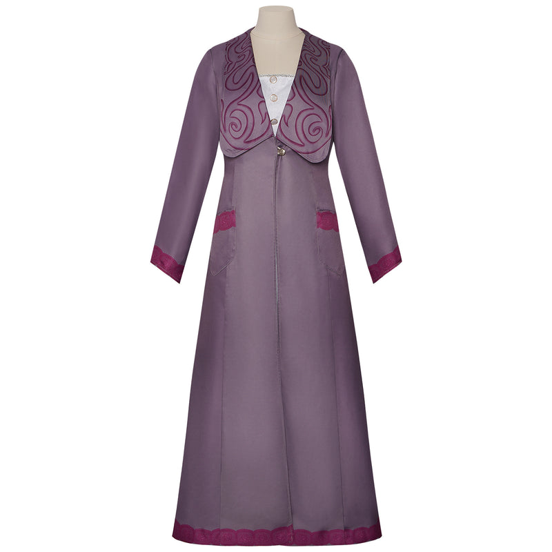 Film Wicked Elphaba Cosplay Costume Women Purple Trench White Dress