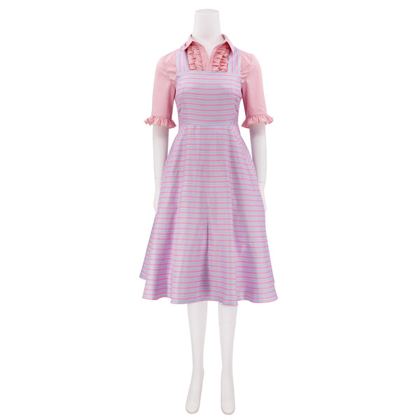 Film Wicked Glinda Cosplay Costume Pink Striped Dress Shirt