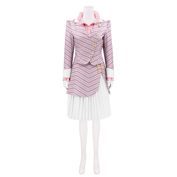 Film Wicked Glinda Cosplay Costume Pink Striped Uniform