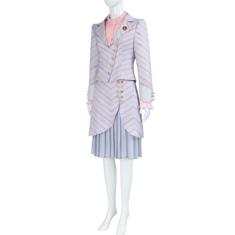 Film Wicked Glinda Cosplay Costume Purple Striped Uniform