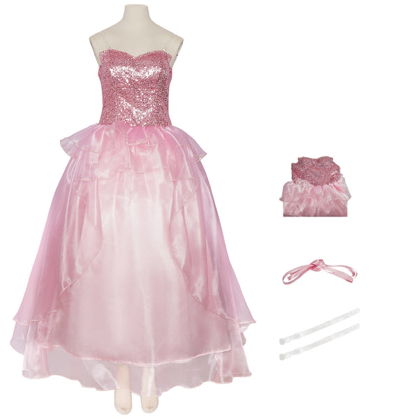 Film Wicked Glinda Cosplay Costume Sequin Corset Pink Organza Dress