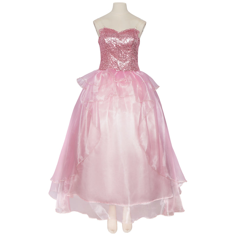 Film Wicked Glinda Cosplay Costume Sequin Corset Pink Organza Dress