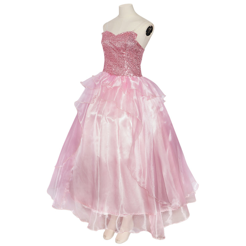 Film Wicked Glinda Cosplay Costume Sequin Corset Pink Organza Dress