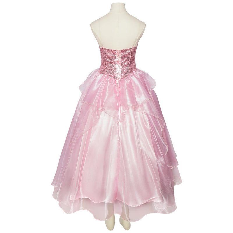 Film Wicked Glinda Cosplay Costume Sequin Corset Pink Organza Dress