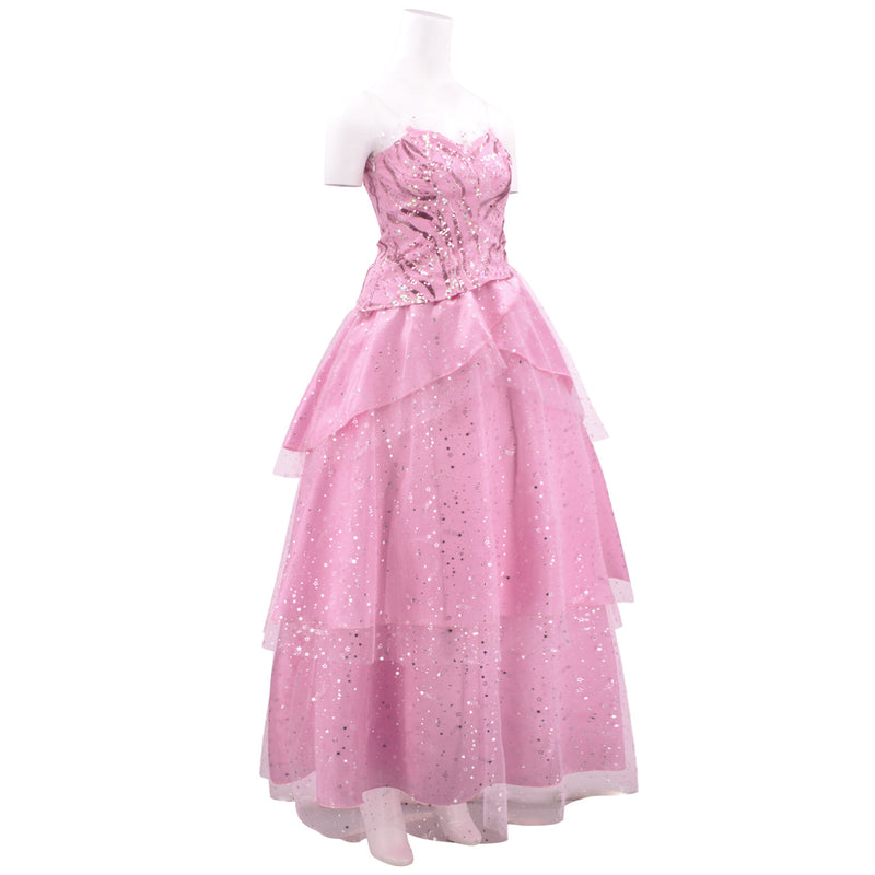 Film Wicked Glinda Cosplay Costume Women Pink Sequin Dress