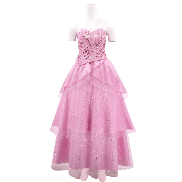 Film Wicked Glinda Cosplay Costume Women Pink Sequin Dress