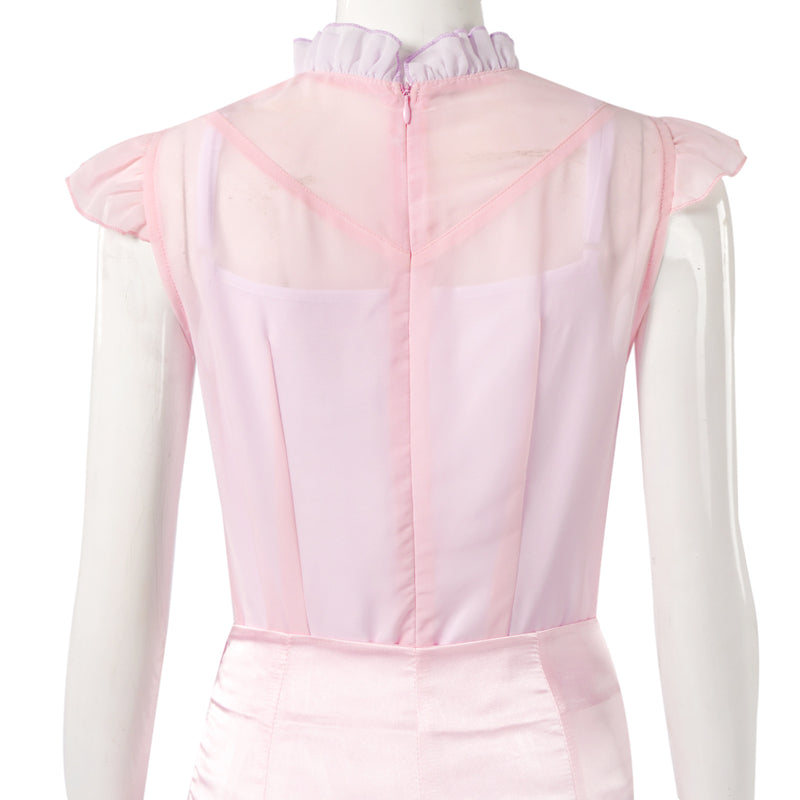 Film Wicked Glinda Cosplay Costume Women Pink Top Skirt Vest