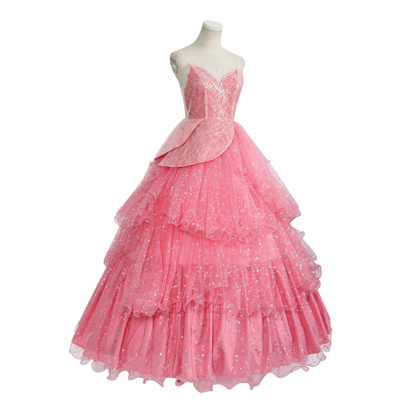 Film Wicked Glinda Glynda Cosplay Costume Pink Sequin Ruffles Dress