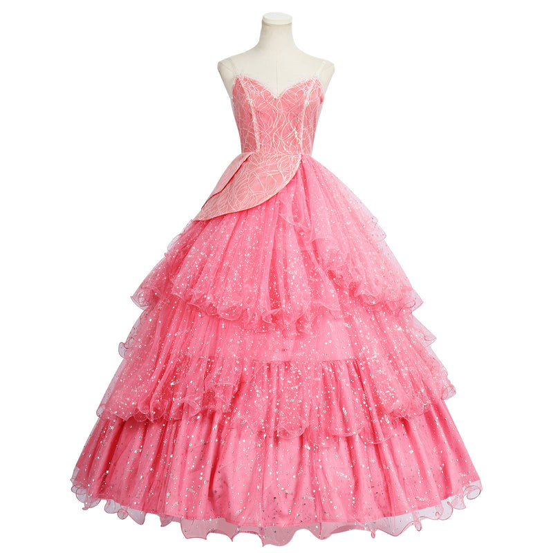 Film Wicked Glinda Glynda Cosplay Costume Pink Sequin Ruffles Dress