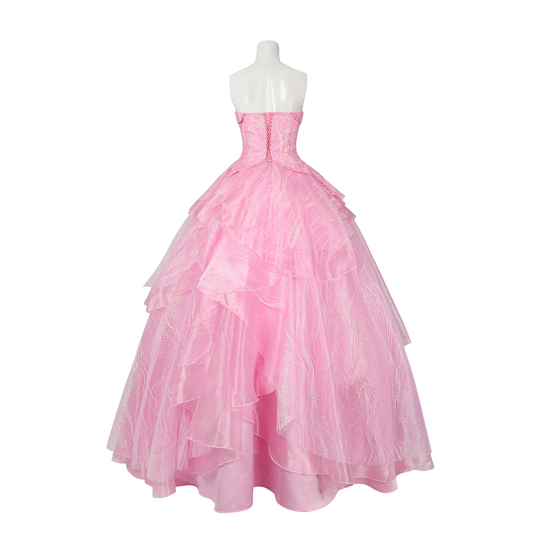 Film Wicked Glinda Glynda Cosplay Costume Pink Sequin Dress Crown