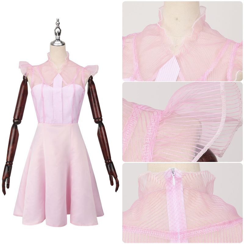 Film Wicked Glynda Glinda Cosplay Costume Cap Sleeve Pink Dress