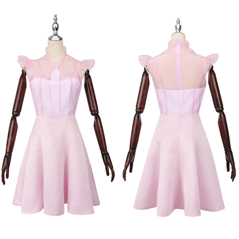 Film Wicked Glynda Glinda Cosplay Costume Cap Sleeve Pink Dress