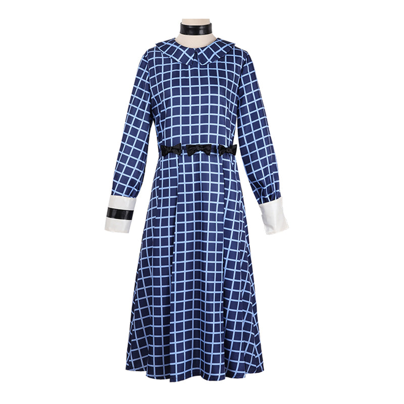 Film Orphan Esther Cosplay Costume Adult Kids Blue Plaid Dress