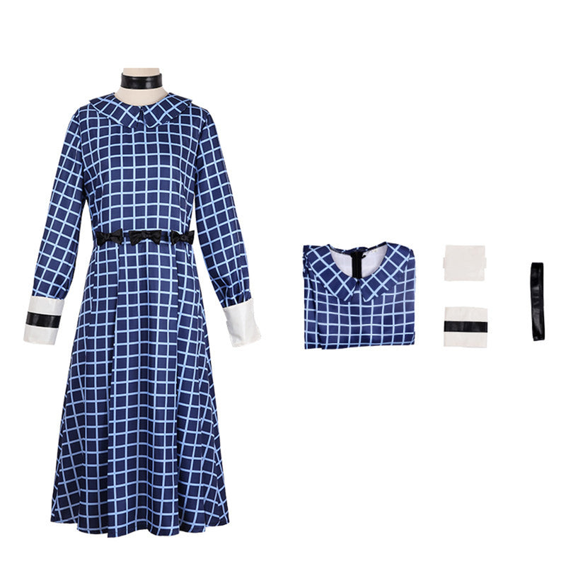 Film Orphan Esther Cosplay Costume Adult Kids Blue Plaid Dress