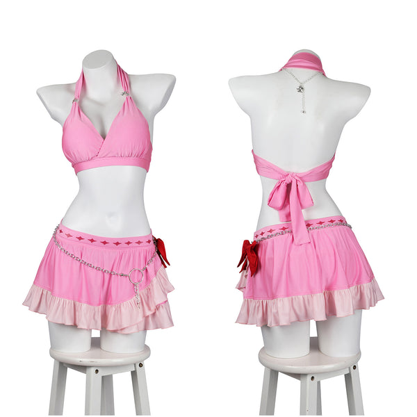 Final Fantasy VII Rebirth Aerith Gainsborough Swimsuit Cosplay Costume Women Pink Dress