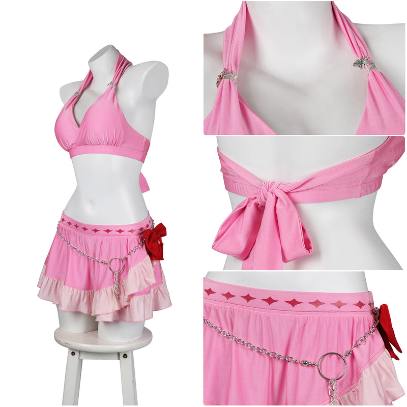 Final Fantasy VII Rebirth Aerith Gainsborough Swimsuit Cosplay Costume Women Pink Dress