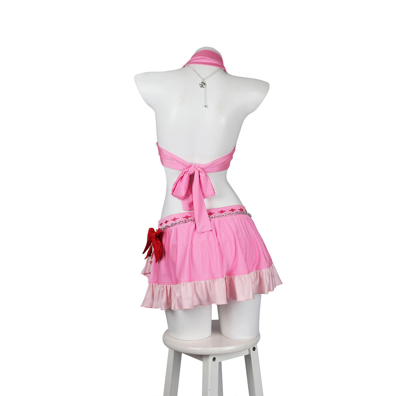 Final Fantasy VII Rebirth Aerith Gainsborough Swimsuit Cosplay Costume Women Pink Dress