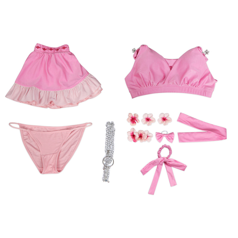 Final Fantasy VII Rebirth Aerith Gainsborough Swimsuit Cosplay Costume Women Pink Dress