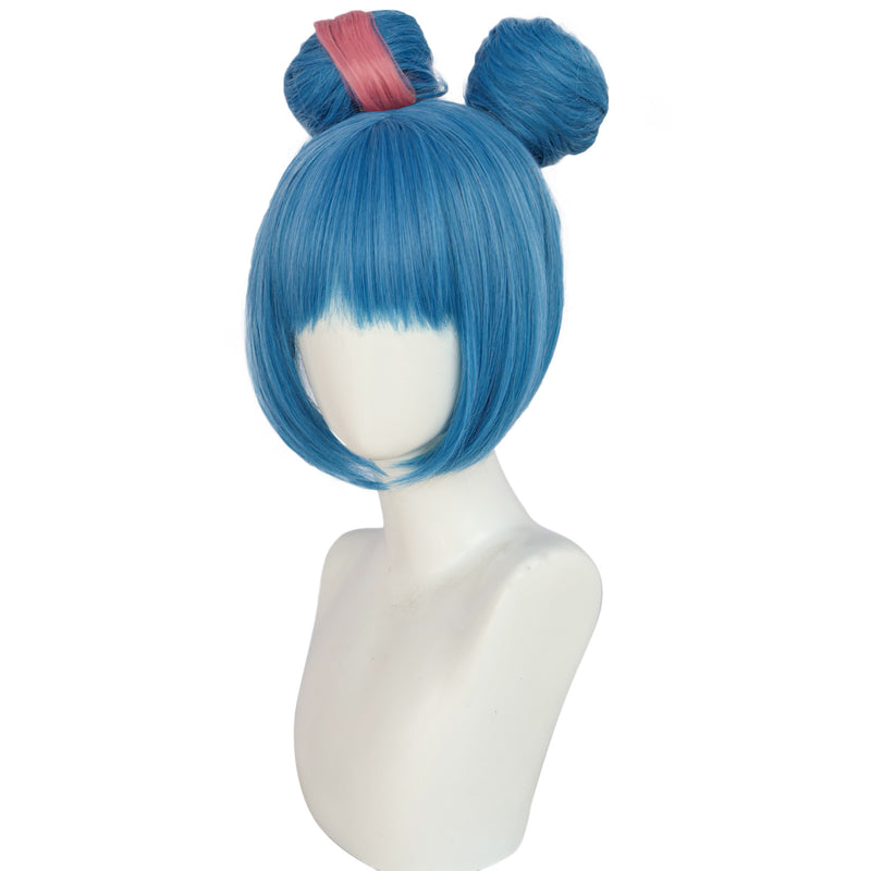 Game Arcane:League of Legends Jinx Cosplay Wig With Circle Buns