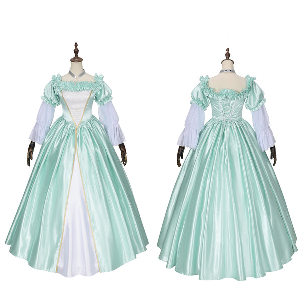 Game FGO Roxanne Cosplay Costume Women Green Princess Dress