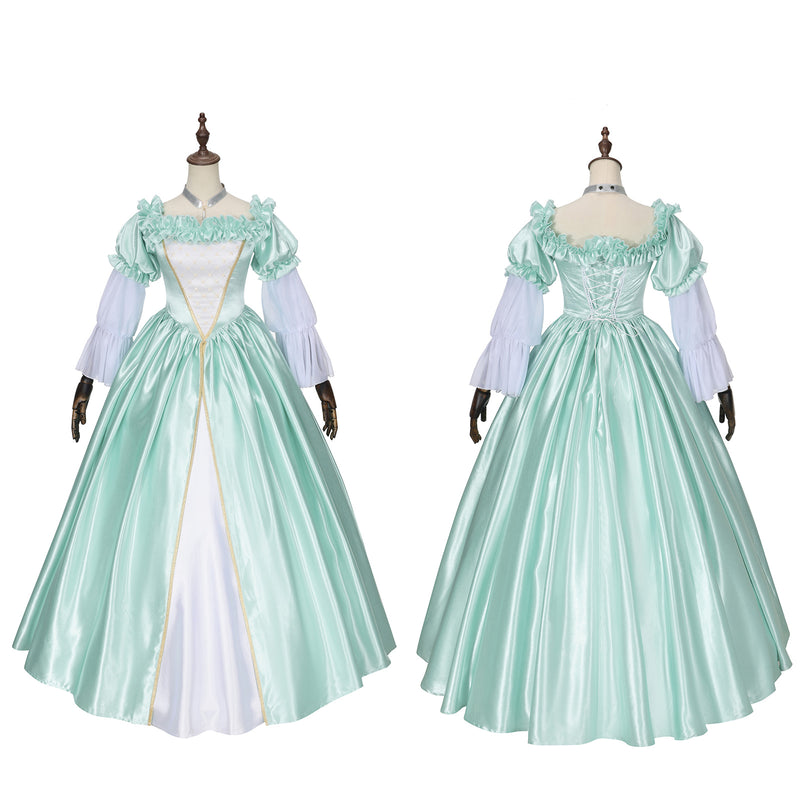 Game FGO Roxanne Cosplay Costume Women Green Princess Dress