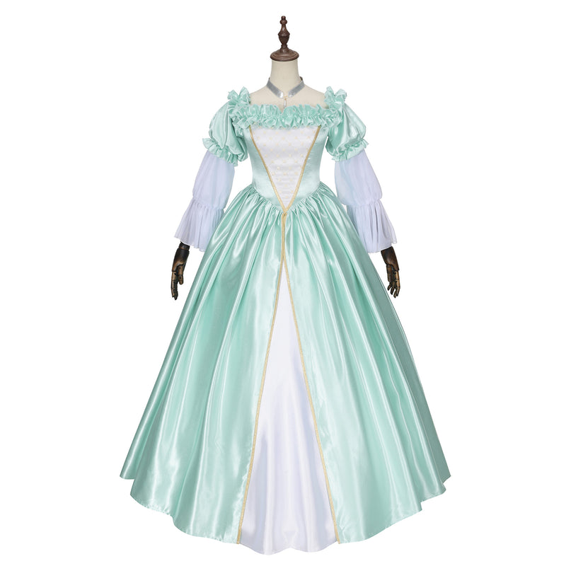 Game FGO Roxanne Cosplay Costume Women Green Princess Dress