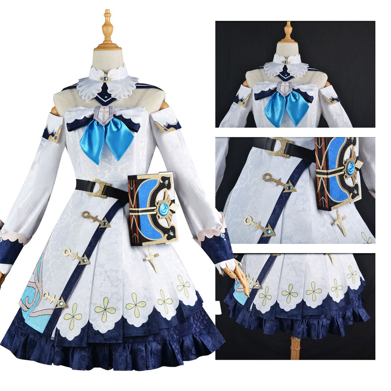 AwwwCos Game Genshin Impact Barbara Cosplay Costume Dress Suit Robe Skirt Halloween Carnival Outfit Clothes