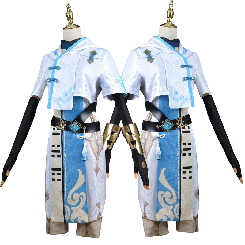 AwwwCos Game Genshin Impact Chongyun Cosplay Costume Suit Dress Cheongsam Halloween Carnival Outfit