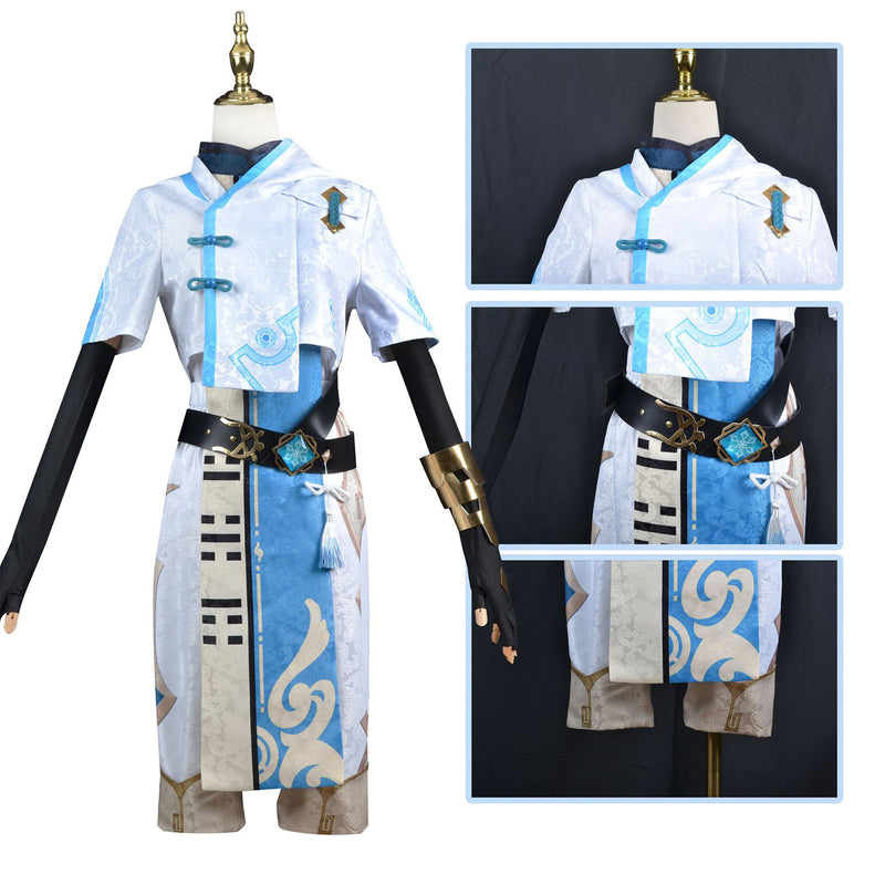 AwwwCos Game Genshin Impact Chongyun Cosplay Costume Suit Dress Cheongsam Halloween Carnival Outfit