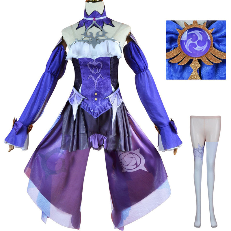 AwwwCosGame Genshin Impact Fischl New Skin Ein Immernachtstraum Cosplay Costume Purple Unisex Dress for Adult