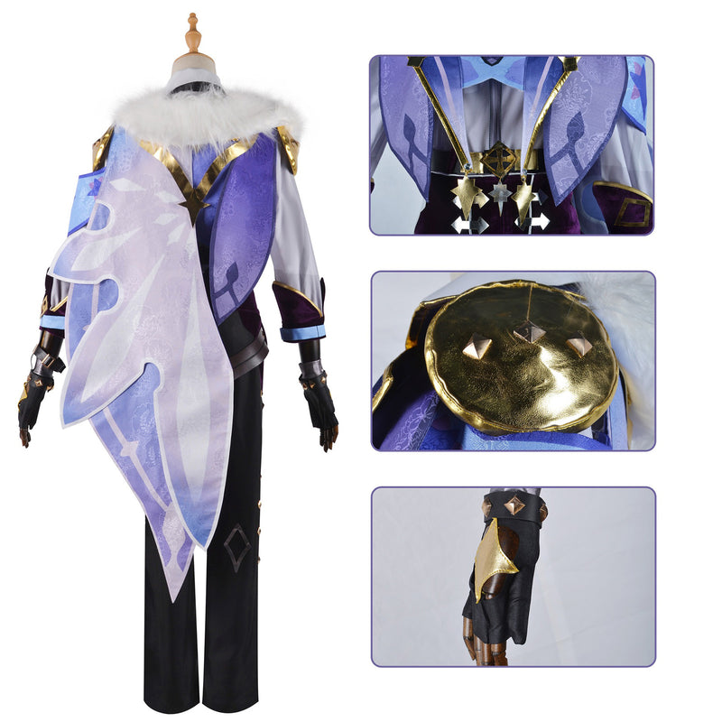 AwwwCos Game Genshin Impact Kaeya Alberich Cosplay Costume Suit Jacket Pants Halloween Roleplay Outfit with Cloak