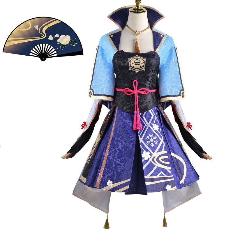 AwwwCos Genshin Impact Kamisato Ayaka Cosplay Costume Dress Suit Robe Halloween Carnival Outfit Clothes Uniform for Women Girls