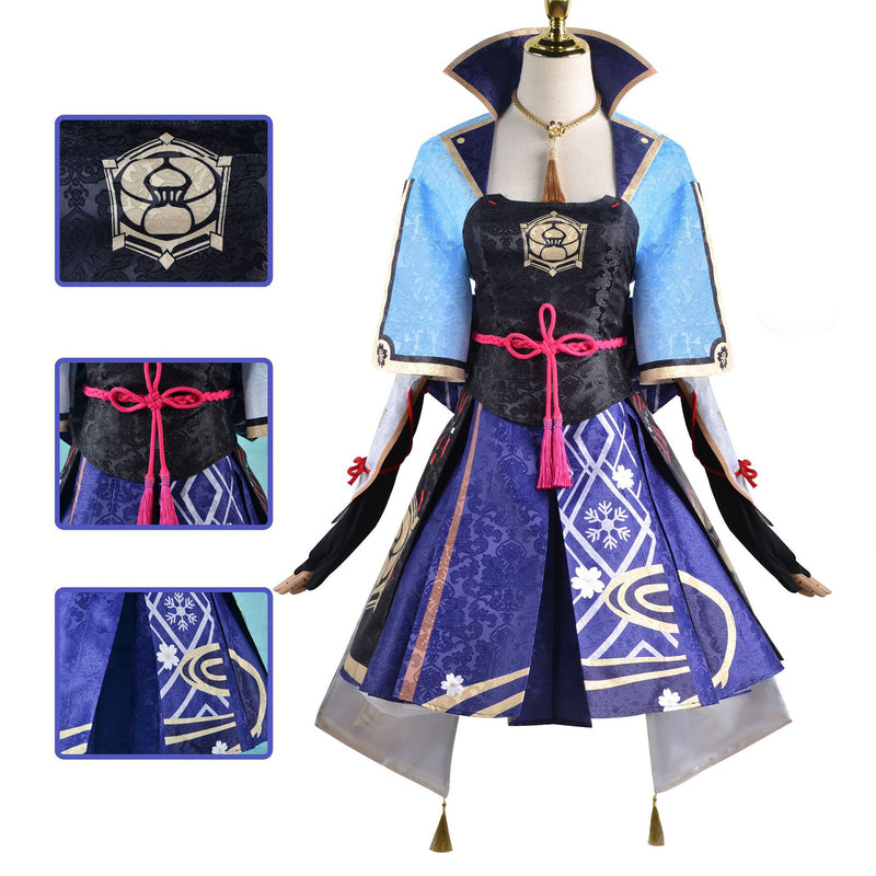 AwwwCos Genshin Impact Kamisato Ayaka Cosplay Costume Dress Suit Robe Halloween Carnival Outfit Clothes Uniform for Women Girls