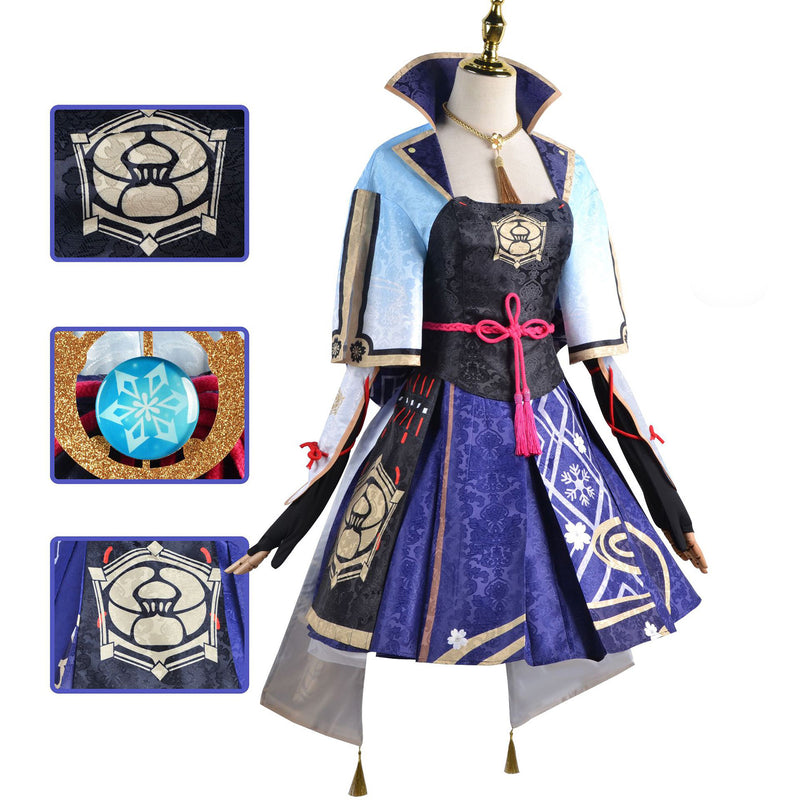 AwwwCos Genshin Impact Kamisato Ayaka Cosplay Costume Dress Suit Robe Halloween Carnival Outfit Clothes Uniform for Women Girls