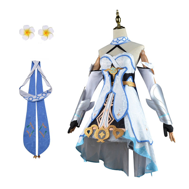 AwwwCos Game Genshin Impact Lumine Cosplay Costume Dress Suit Robe Ball Gown Halloween Role Play Outfit