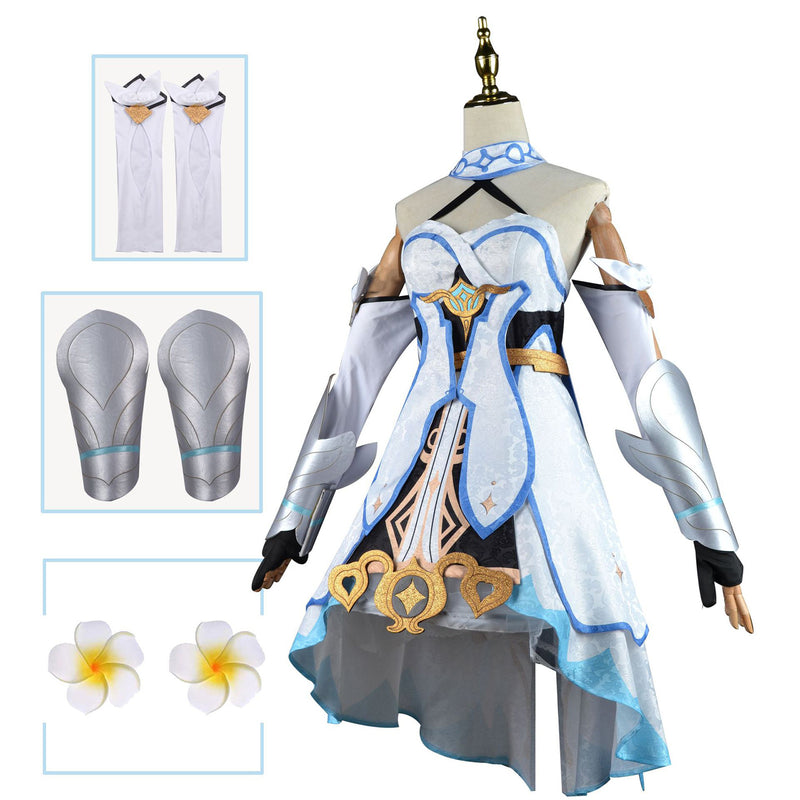 AwwwCos Game Genshin Impact Lumine Cosplay Costume Dress Suit Robe Ball Gown Halloween Role Play Outfit