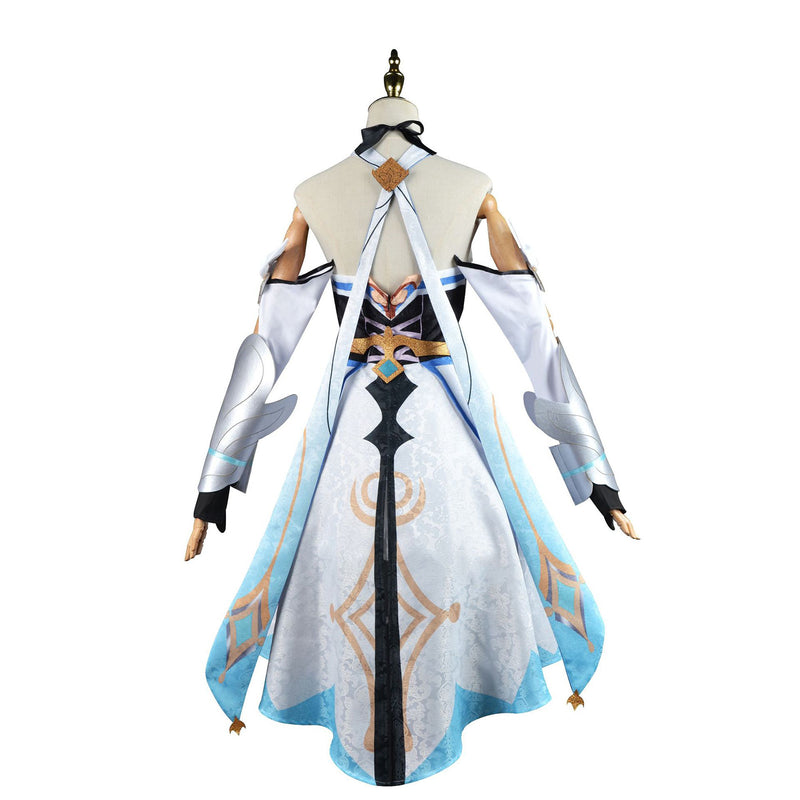 AwwwCos Game Genshin Impact Lumine Cosplay Costume Dress Suit Robe Ball Gown Halloween Role Play Outfit