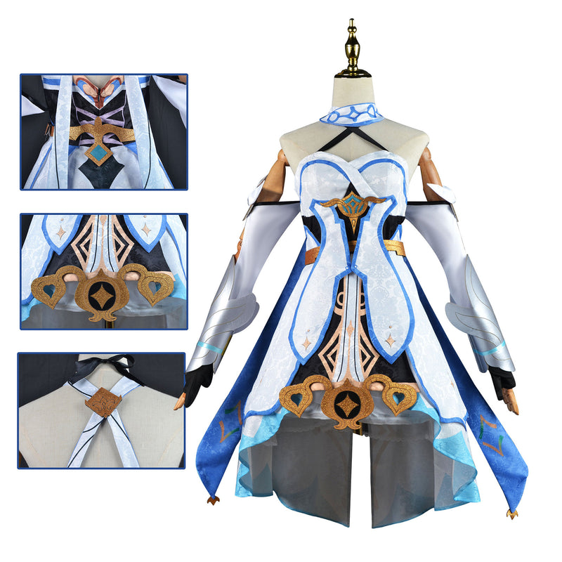 AwwwCos Game Genshin Impact Lumine Cosplay Costume Dress Suit Robe Ball Gown Halloween Role Play Outfit