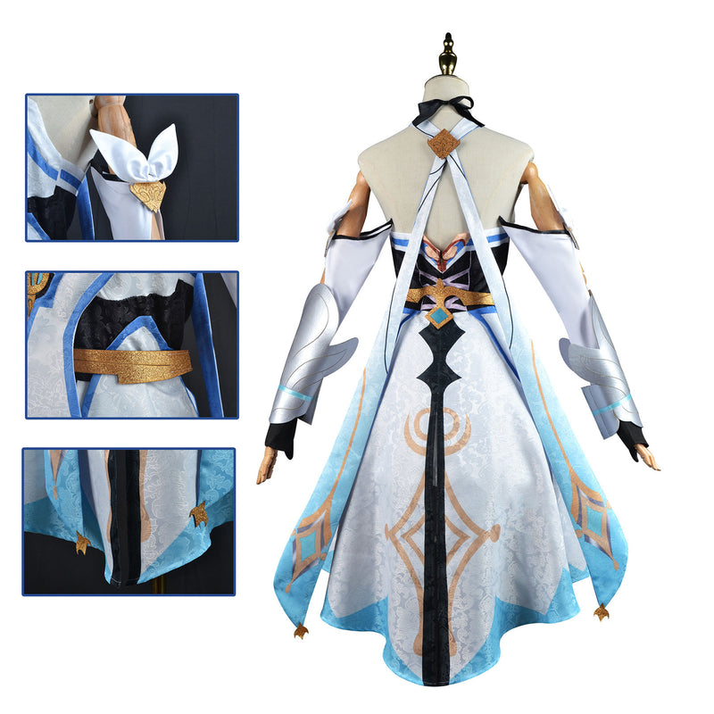 AwwwCos Game Genshin Impact Lumine Cosplay Costume Dress Suit Robe Ball Gown Halloween Role Play Outfit