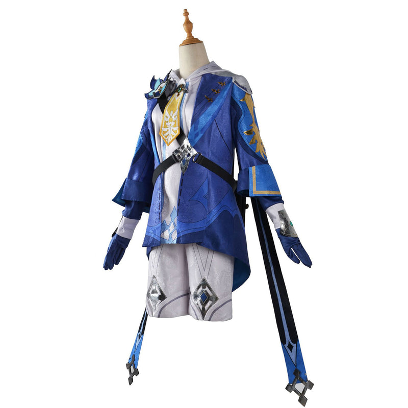 AwwwCos Game Genshin Impact Mika Cosplay Costume Suit Uniform Halloween Roleplay Outfit with Backpack