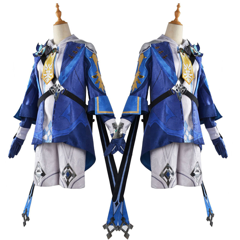 AwwwCos Game Genshin Impact Mika Cosplay Costume Suit Uniform Halloween Roleplay Outfit with Backpack