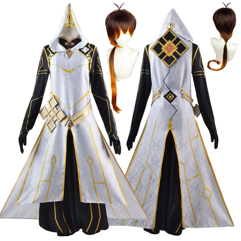 AwwwCos Game Genshin Impact Zhongli Morax Cosplay Costume Dress Robe Halloween Carnival Outfit