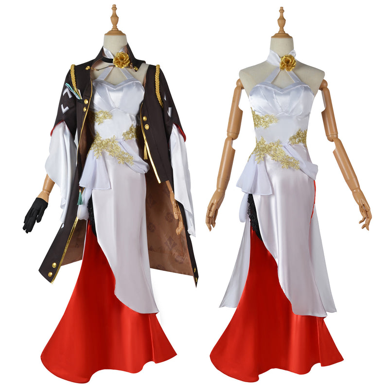 AwwwCos Game Honkai Star Rail Himeko Cosplay Costume Suit Dress Cloak Jacket Halloween Outfit for Women