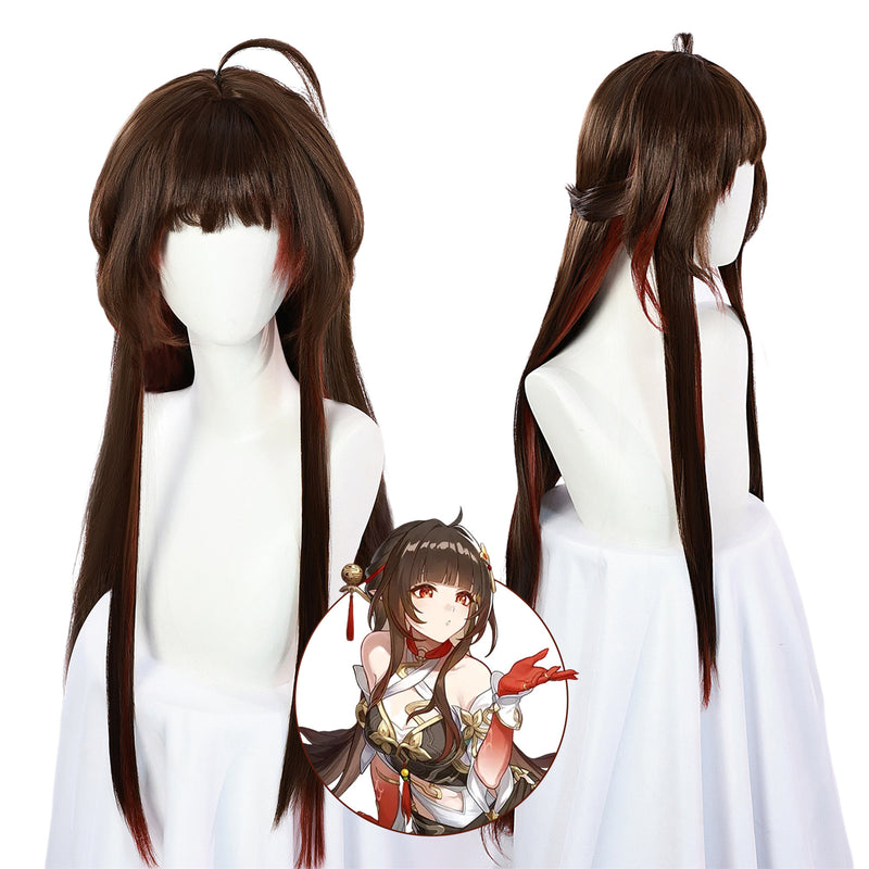 Game Honkai: Star Rail  Lingsha Cosplay Costume Dress Shoes Wig