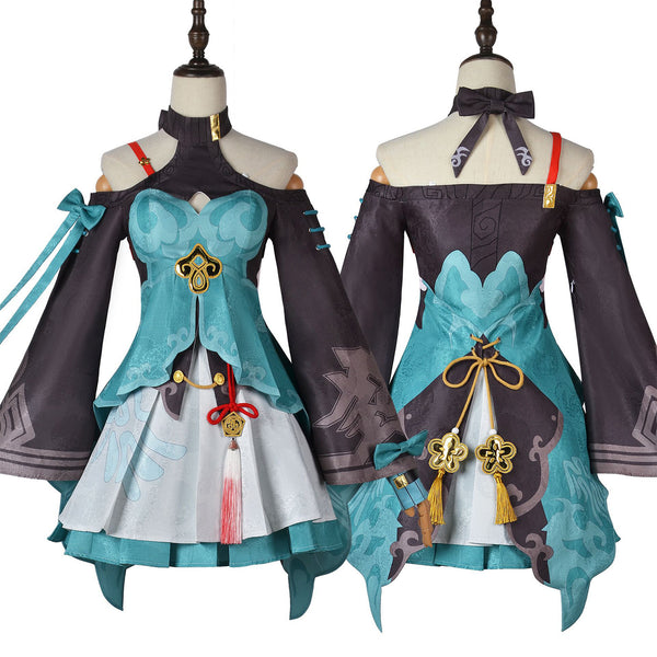 AwwwCos Game Honkai Star Rail Qingque Cosplay Costume Dress Halloween Outfit Uniform Clothes for Women Girls